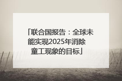 联合国报告：全球未能实现2025年消除童工现象的目标